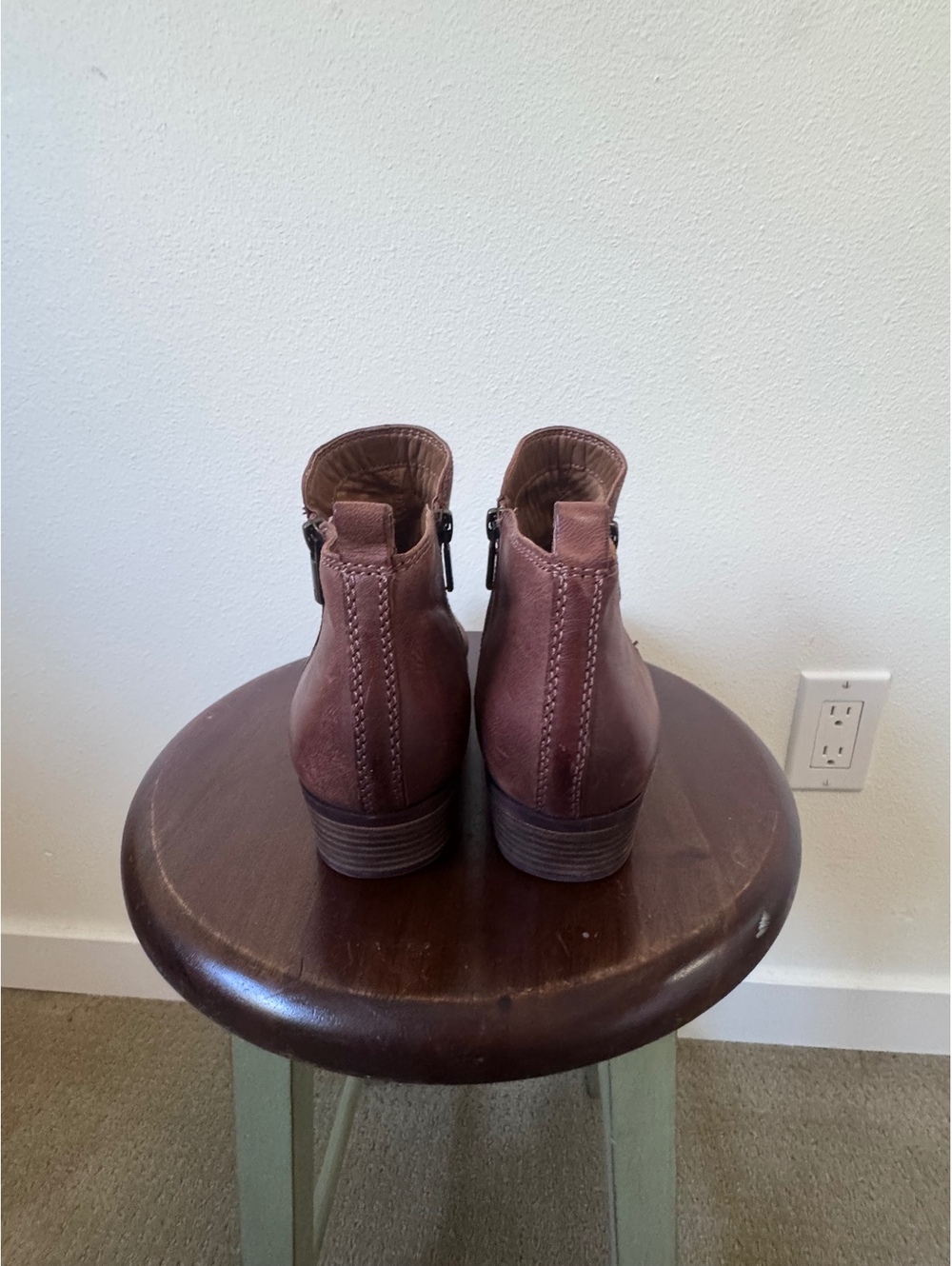 Lucky Brand Brown Leather Ankle Boots with Side Zipper - Picture 3 of 8